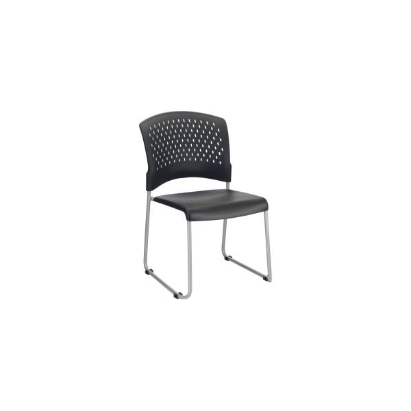 Global Equipment Interion Stacking Chair With Mid Back, Plastic, Black NEW250606BK - main